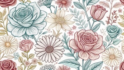 seamless pattern with flowers