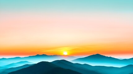 Obraz premium Stunning Sunrise Over Misty Mountains in Vibrant Orange and Blue