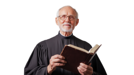 An elderly man in a choir robe passionately holding a hymn book, perfect for religious events, church services, and community gatherings showcasing devotion and music appreciation..