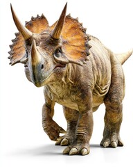 Fototapeta premium A realistic depiction of a Triceratops dinosaur, showcasing its distinct features and stance.