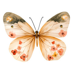 Watercolor floral butterfly spring clipart