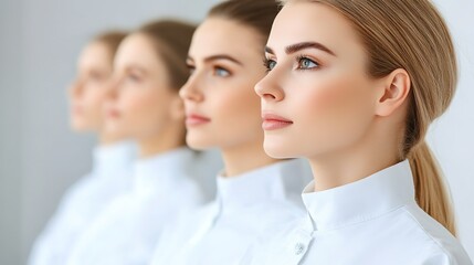Fototapeta premium Portrait of Young Women in Professional Attire with Neutral Expression