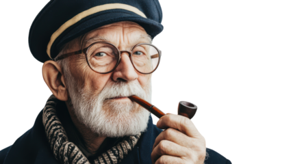 An old man dressed in traditional sailor attire, showcasing the rich maritime heritage and the nostalgia of seafaring life.