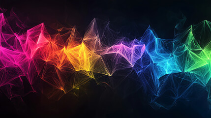 A colorful line of shapes that are all different colors
