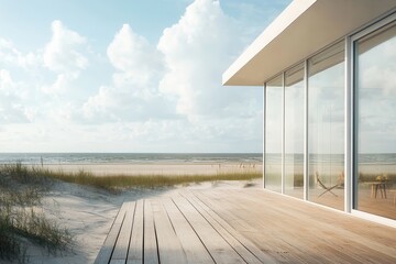 Modern Beach House with Glass Walls and Bright Interiors