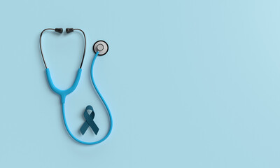 world cancer day 4 february month 2025 stethoscope ribbon bow blue background wallpaper copy space happy woman day healthcare cancer disease awareness medical treatment campaign survivor support fight