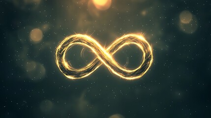 A golden infinity symbol with a black background
