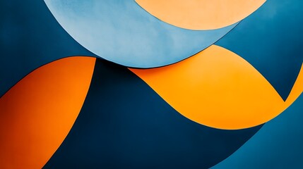 Abstract Blue Orange Curving Shapes Design