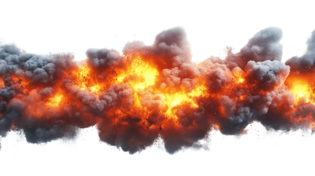  Fire misfortune explosion isolated on transparent background.