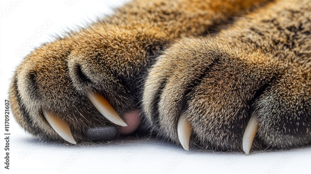 Poster close-up of a tiger's paw showing sharp claws and soft fur.