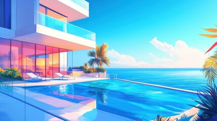 Modern Oceanfront Villa with Infinity Pool and Lush Landscaping