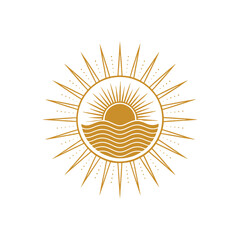  sun silhouette vector line art logo