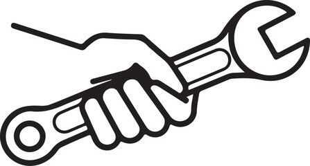 Fototapeta premium Black hand tools silhouette vector on white background