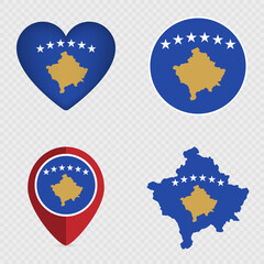 Kosovo Flag Icons Pack. Vector illustration.