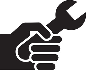 Black hand tools silhouette vector on white background