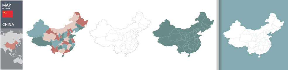 Vector isolated illustration of administrative map of China.