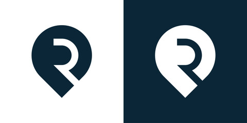 Initial Letter R Pin Logo Design Vector. Simple logos, icons, illustrations, symbols.