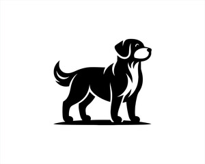Dog full body logo design vector illustration. Black and white dog logo template	