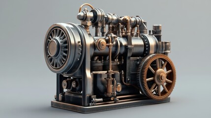 A vintage industrial engine with exposed gears, pistons, and cogs, representing the enduring power of old-world machinery and engineering.