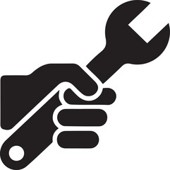 Black hand tools silhouette vector on white background