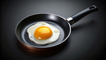 Long Exposure: Black Pan with Fried Egg, 3D Rendered,  Background - Stock Photo
