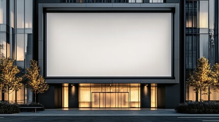 Contemporary Building Facade with Illuminated Empty Billboard Display : Generative AI