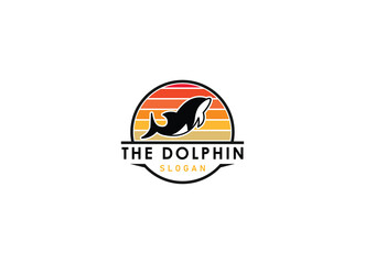 fun friendly dolphin with heart logo vector for health care medical hospitality business brand
