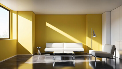 Yellow room with a modern interior design