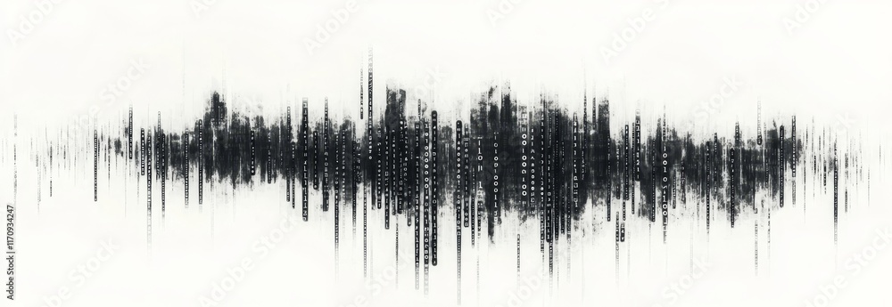 Poster binary code and digital technology facilitate data sorting. progressing from chaos to systematizatio