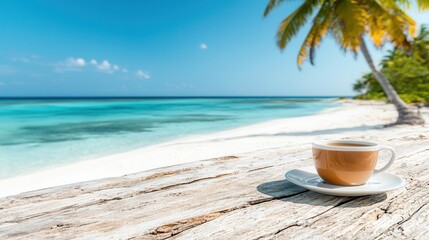 A cup of coffee sitting on top of a wooden table