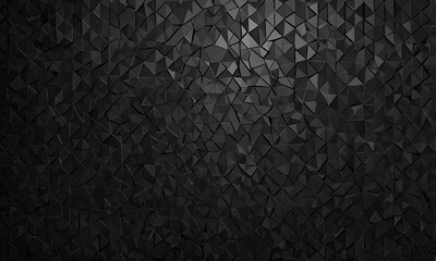 Black grey abstract vector background featuring intricate geometric monochrome mosaic pattern, composed of sharp angular triangles, creating a striking visual contrast. Dark polygons with gradient eff