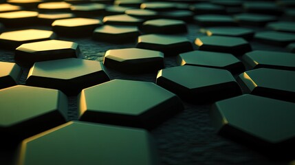 Obraz premium A close-up view of hexagonal shapes creating a textured surface with dramatic lighting.