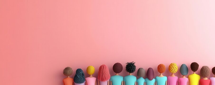 Diversity hiring practices flat design top view HR theme 3D render colored pastel