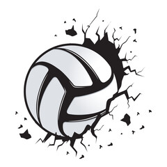 new creative volleyball balls that penetrate walls for stickers and t-shirt designs, vector illustration