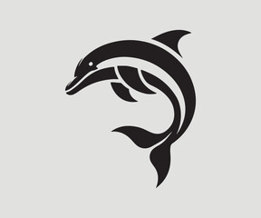 Obraz premium minimalist silhouette of a dolphin in black and white