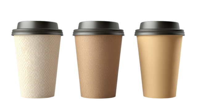Blank Take Away Coffee Cup Isolated on Transparent Background for Branding and Design Mockups to Showcase Your Custom Graphics and Labels.
