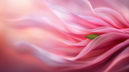 Obraz premium A close up of a pink flower with a green leaf