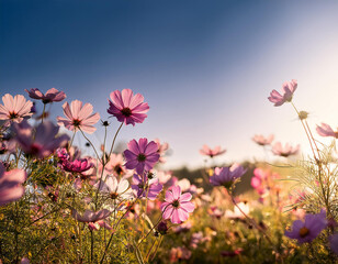 Beautiful cosmos flowers in garden.