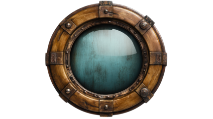 Stunning Close-Up of a Boat Ship Porthole Isolated on a Transparent Background, Perfect for Nautical Themes and Marine-Related Designs.
