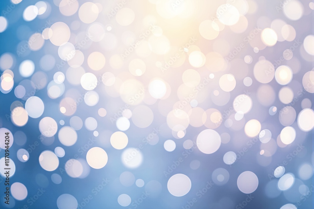 Poster abstract blurred bokeh lights with soft white and blue tones on a gradient background. bright and dr