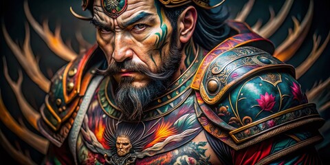 Long Exposure Samurai Tattoo Art:  Intricate Japanese Ink Designs on Skin