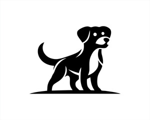 Dog logo design vector illustration. Black and white dog logo template