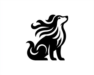 Silhouette Dog logo design icon symbol vector illustration.