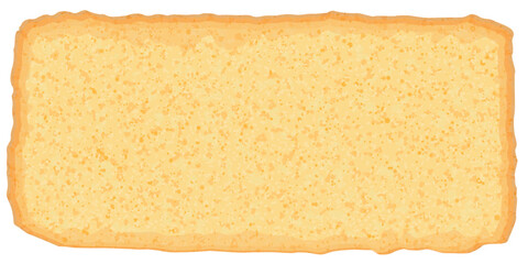 Abstract piece of butter sponge cake isolated cross section view graphic illustration.