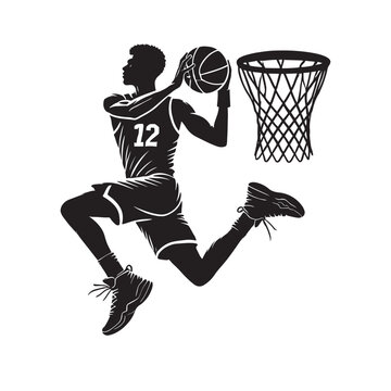 black basketball player dunking ball clip art preview