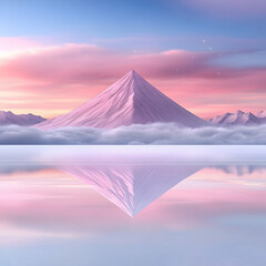 Pink Mountain Sunrise 3D Illustration