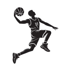 basketball player jumping stylized vector silhouette