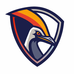 Cassowary Head: A modern cassowary head logo with its helmet-like crest and vibrant color accents.  © fahim