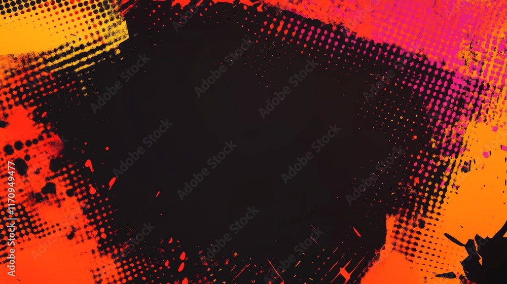 Poster modern geometric pixel border design with seamless edges, creating a dynamic and futuristic backgrou
