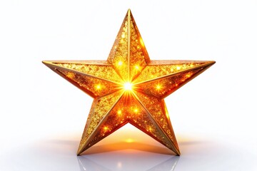 Obraz premium Luminous Christmas Star Isolated on White, Low Light Festive Background